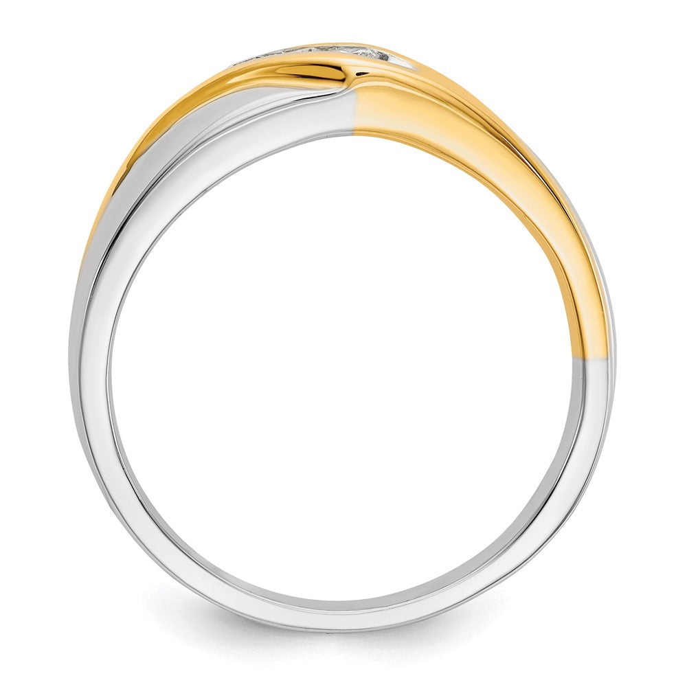14k Two-tone 1/6ct Lab Grown Diamond VS/SI+ G+ 4 Stone Comp Men's Ring