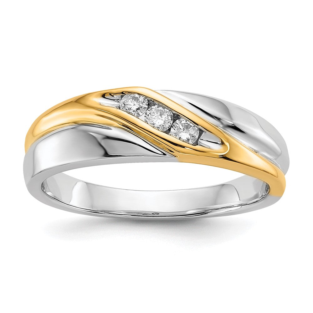 14k Two-tone 1/6ct Lab Grown Diamond VS/SI+ G+ 4 Stone Comp Men's Ring
