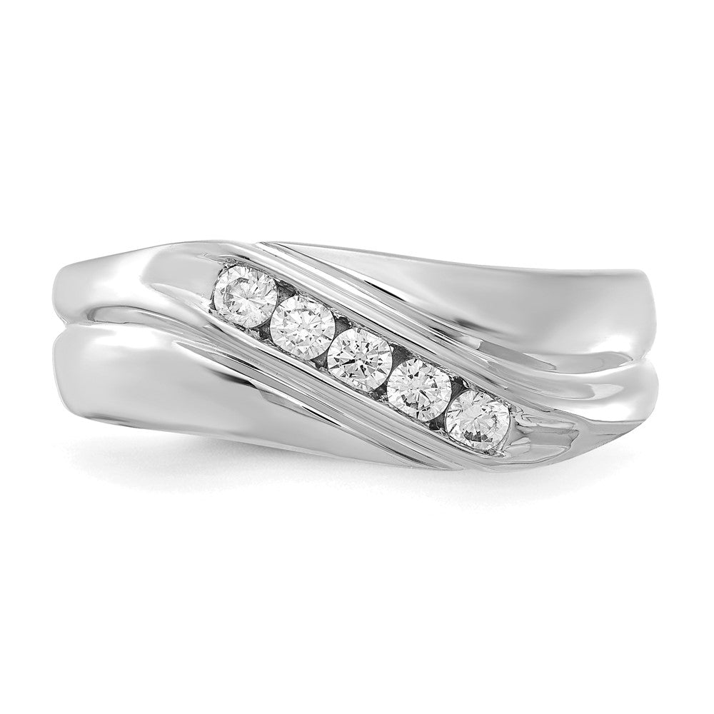 14k White Gold 1/3 ct Lab Grown Diamond VS/SI+ G+ 5 Stone Comp Men's Ring