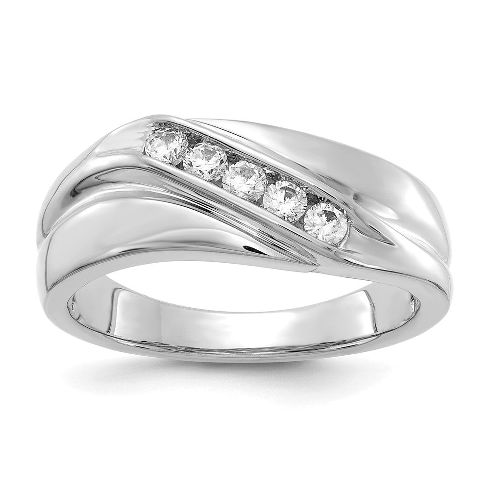 14k White Gold 1/3 ct Lab Grown Diamond VS/SI+ G+ 5 Stone Comp Men's Ring