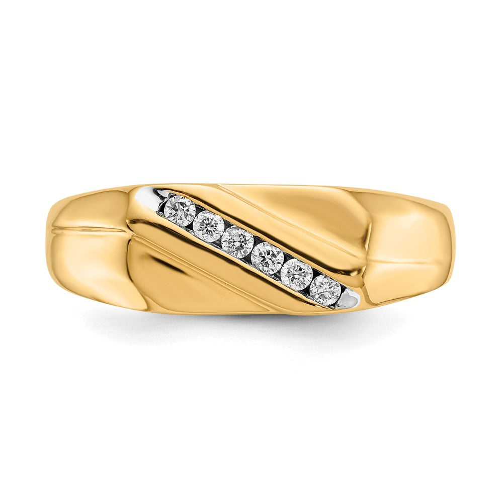 14k White Gold 1/8 ct Lab Grown Dia VS/SI+ G+ 6 Stone Complete Men's Ring