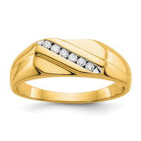14k White Gold 1/8 ct Lab Grown Dia VS/SI+ G+ 6 Stone Complete Men's Ring