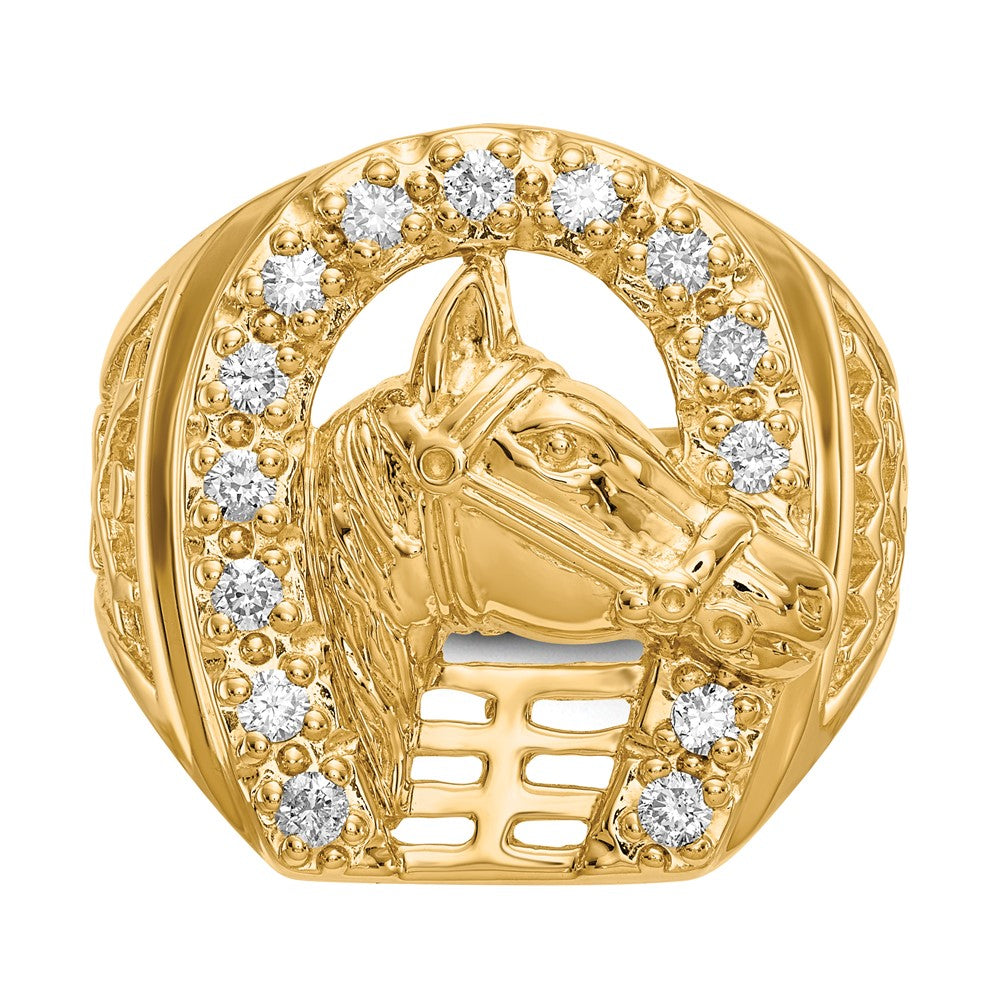 14k 1/2 ct Lab Grown Diamond VS/SI+ G+ Horseshoe with Horse Men's Ring