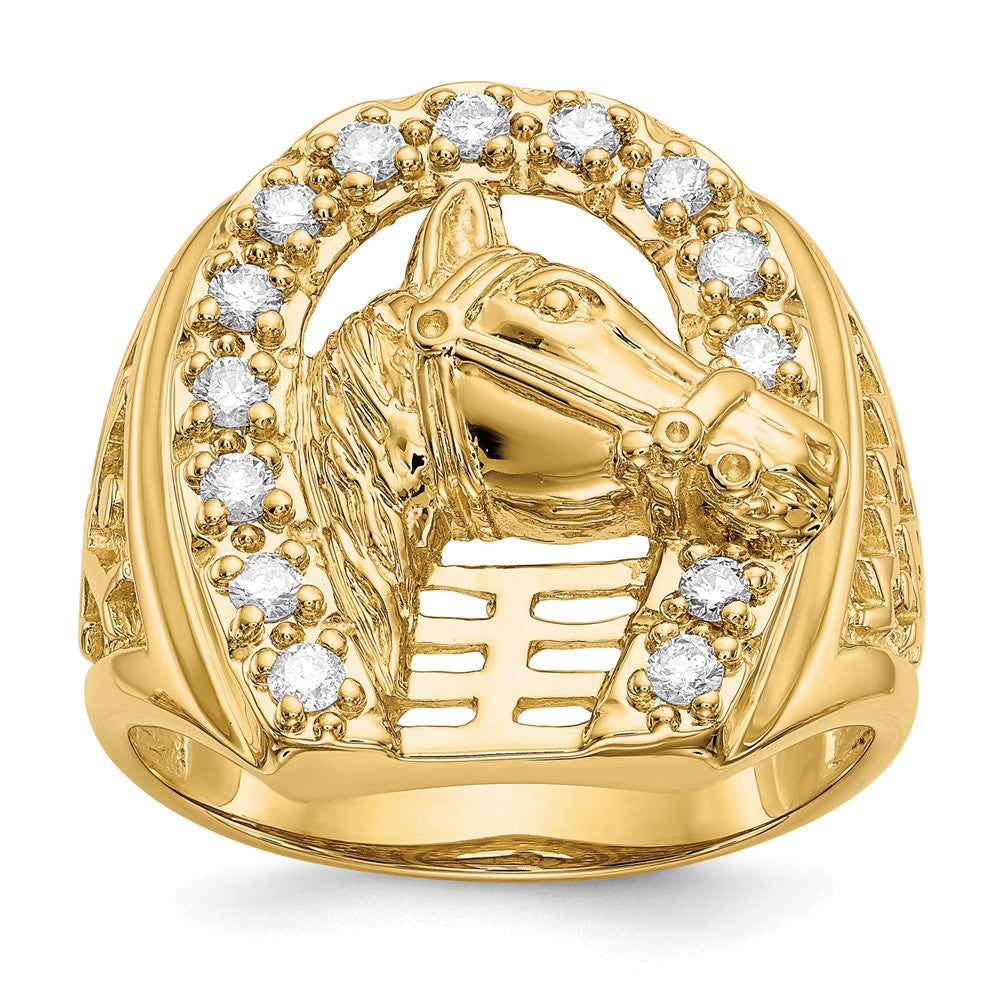 14k 1/2 ct Lab Grown Diamond VS/SI+ G+ Horseshoe with Horse Men's Ring