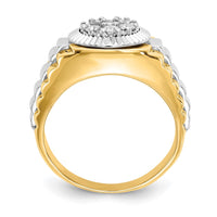 14k Two-Tone 1/2 ct Lab Grown Diamond VS/SI+ G+ Comp Ridged Men's Ring