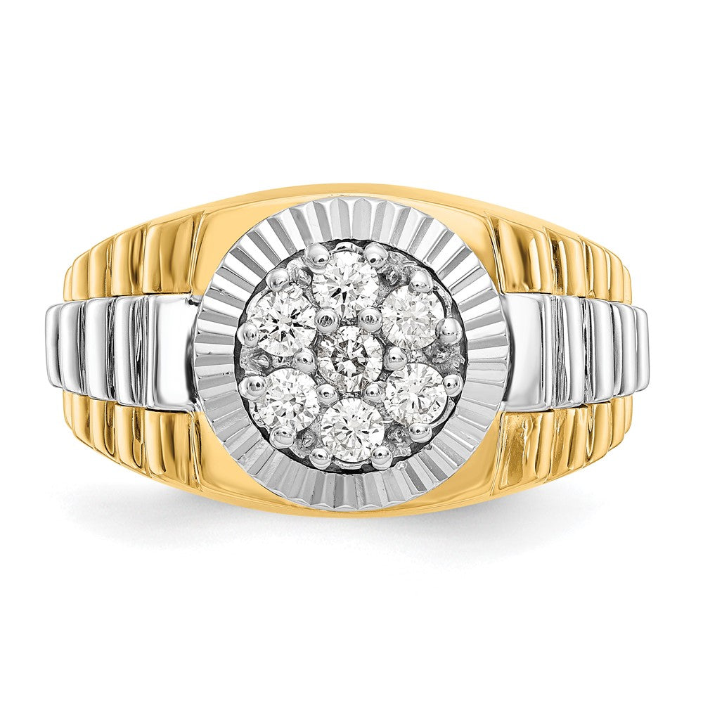 14k Two-Tone 1/2 ct Lab Grown Diamond VS/SI+ G+ Comp Ridged Men's Ring