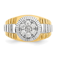 14k Two-Tone 1/2 ct Lab Grown Diamond VS/SI+ G+ Comp Ridged Men's Ring