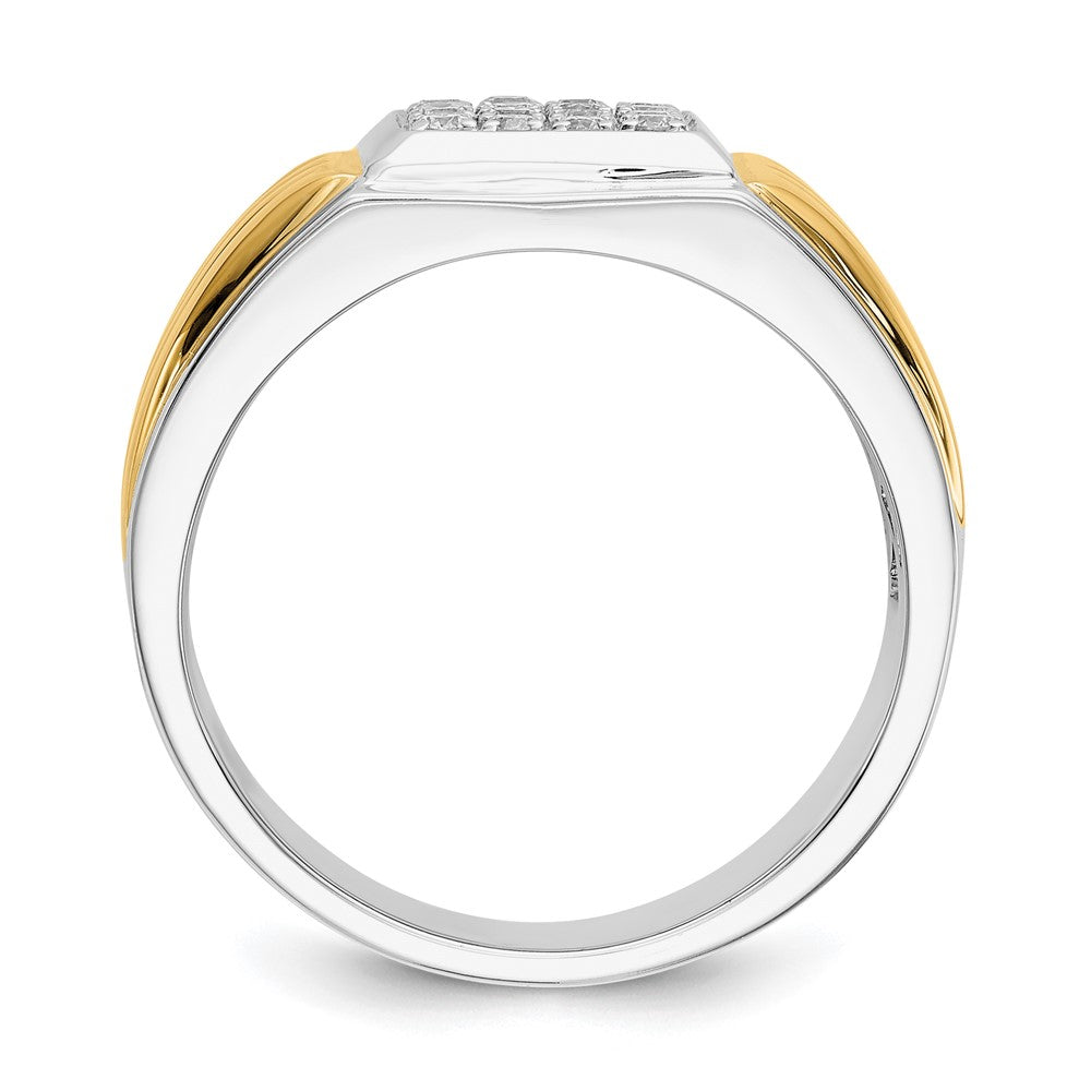 14k Two-Tone 3/8 ct Lab Grown Diamond VS/SI+ G+ Square Cluster Men's Ring