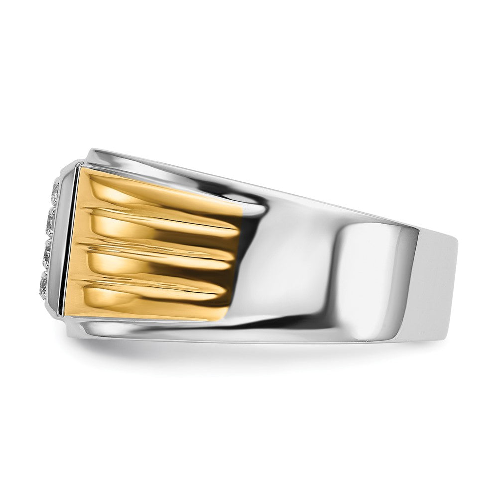 14k Two-Tone 3/8 ct Lab Grown Diamond VS/SI+ G+ Square Cluster Men's Ring