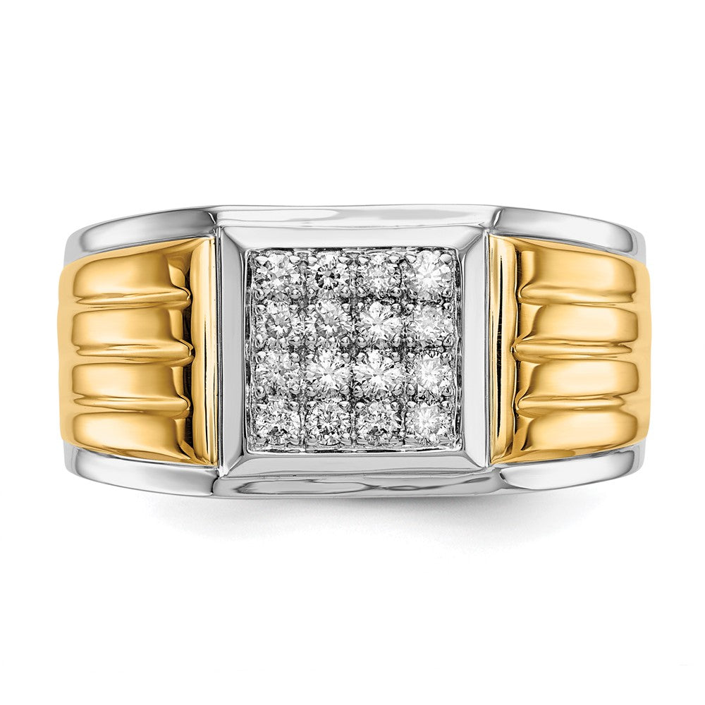 14k Two-Tone 3/8 ct Lab Grown Diamond VS/SI+ G+ Square Cluster Men's Ring