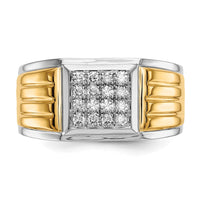 14k Two-Tone 3/8 ct Lab Grown Diamond VS/SI+ G+ Square Cluster Men's Ring