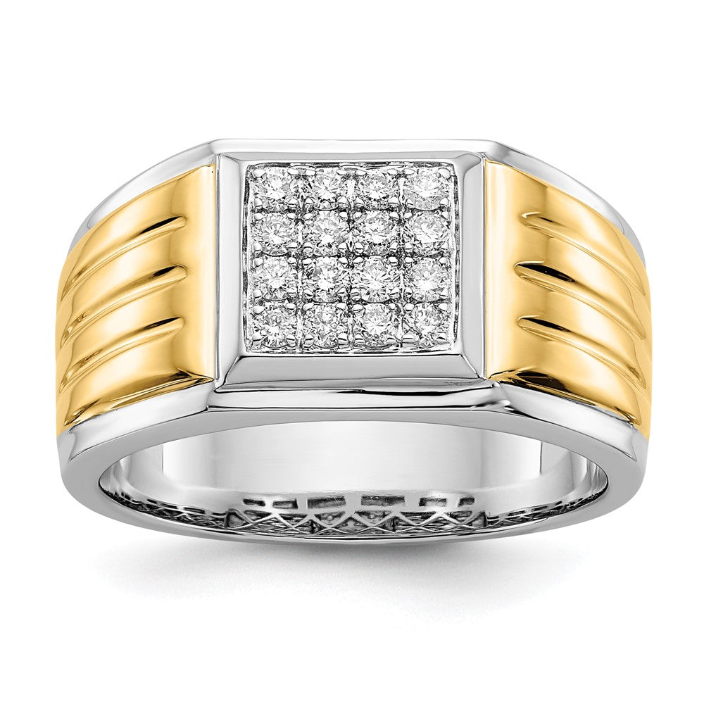 14k Two-Tone 3/8 ct Lab Grown Diamond VS/SI+ G+ Square Cluster Men's Ring