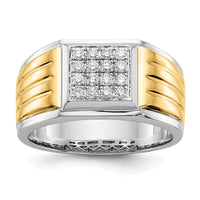 14k Two-Tone 3/8 ct Lab Grown Diamond VS/SI+ G+ Square Cluster Men's Ring