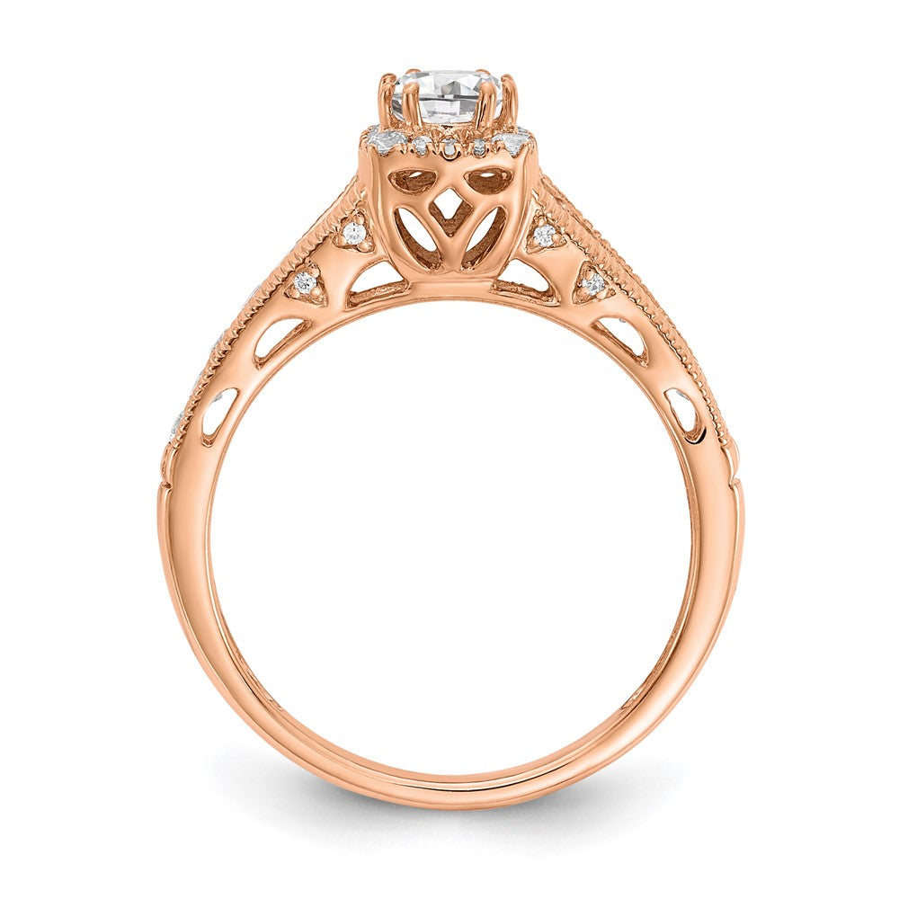 14kr 7/8ct Lab Grown Diamond VS/SI+ G+ Comp Petite Halo Eng Ring