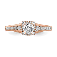 14kr 7/8ct Lab Grown Diamond VS/SI+ G+ Comp Petite Halo Eng Ring
