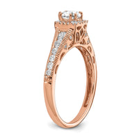 14kr 7/8ct Lab Grown Diamond VS/SI+ G+ Comp Petite Halo Eng Ring