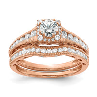 14kr 7/8ct Lab Grown Diamond VS/SI+ G+ Comp Petite Halo Eng Ring