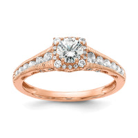 14kr 7/8ct Lab Grown Diamond VS/SI+ G+ Comp Petite Halo Eng Ring