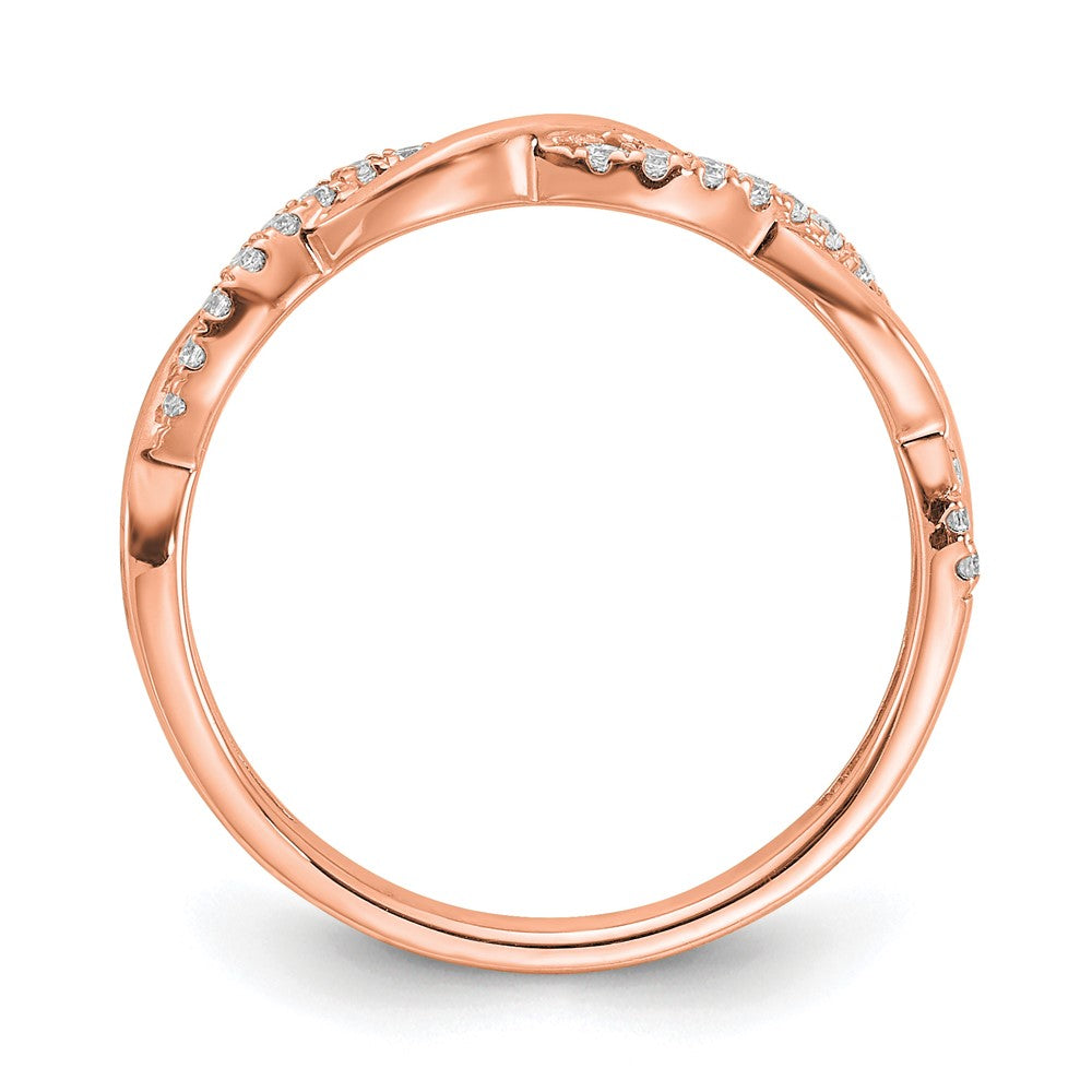 10k Rose1/8ct Lab Grown Diamond VS/SI+ G+ Comp Twist Wedding Band