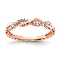 10k Rose1/8ct Lab Grown Diamond VS/SI+ G+ Comp Twist Wedding Band