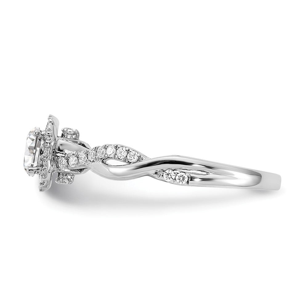 10kw 5/8ct Lab Grown Diamond VS/SI+ G+ Comp Round Halo Eng Ring