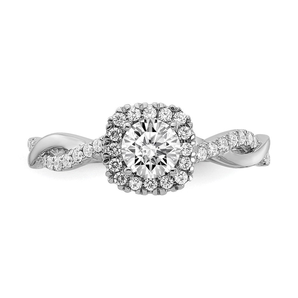 10kw 5/8ct Lab Grown Diamond VS/SI+ G+ Comp Round Halo Eng Ring