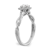 10kw 5/8ct Lab Grown Diamond VS/SI+ G+ Comp Round Halo Eng Ring