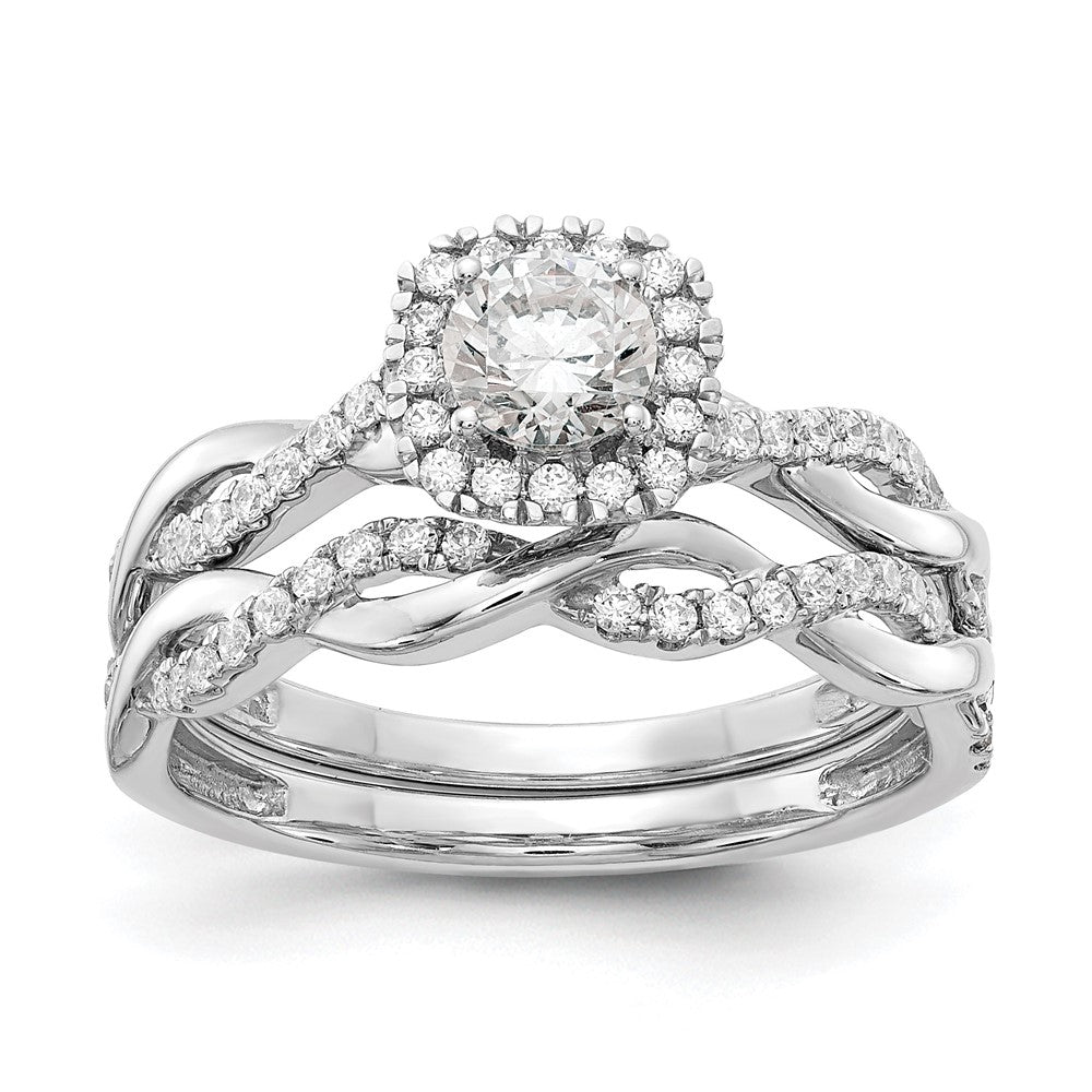 10kw 5/8ct Lab Grown Diamond VS/SI+ G+ Comp Round Halo Eng Ring