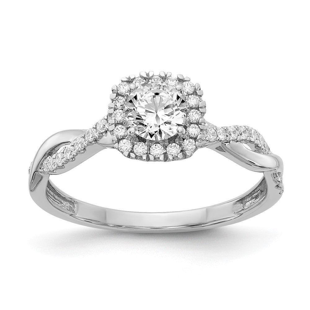 10kw 5/8ct Lab Grown Diamond VS/SI+ G+ Comp Round Halo Eng Ring