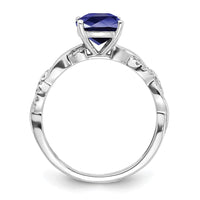 Sterling Silver Rhodium-plated Created Sapphire and Diamond Ring
