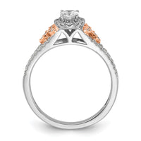 14k Two-tone 3/4ct Lab Grown Diamond VS/SI+ G+ Comp Oval Halo Eng Ring