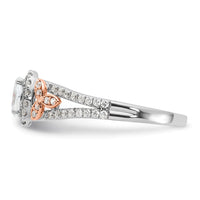 14k Two-tone 3/4ct Lab Grown Diamond VS/SI+ G+ Comp Oval Halo Eng Ring