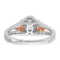 14k Two-tone 3/4ct Lab Grown Diamond VS/SI+ G+ Comp Oval Halo Eng Ring