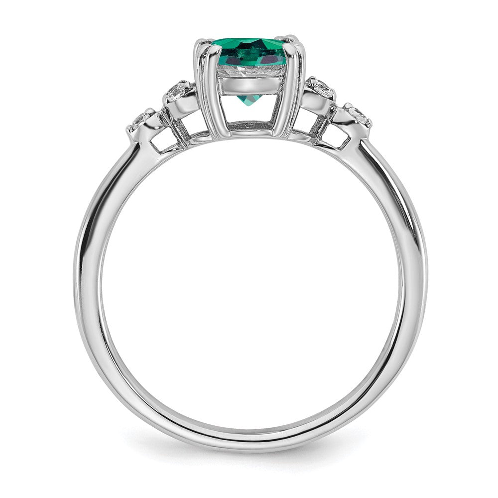 Sterling Silver Rhodium-plated Created Alexandrite and Diamond Ring