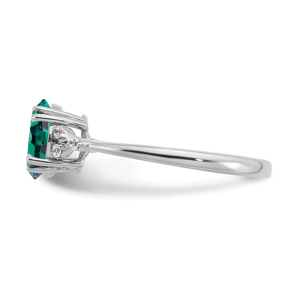 Sterling Silver Rhodium-plated Created Alexandrite and Diamond Ring