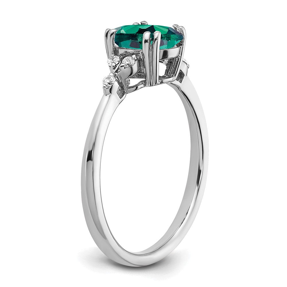 Sterling Silver Rhodium-plated Created Alexandrite and Diamond Ring