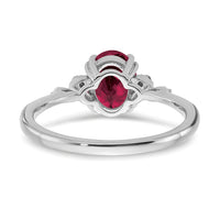 Sterling Silver Rhodium-plated Created Ruby and Diamond Ring
