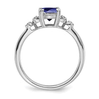 Sterling Silver Rhodium-plated Created Sapphire and Diamond Ring