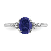 Sterling Silver Rhodium-plated Created Sapphire and Diamond Ring