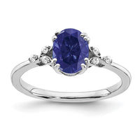 Sterling Silver Rhodium-plated Created Sapphire and Diamond Ring