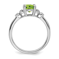 Sterling Silver Rhodium-plated Peridot and Diamond Ring