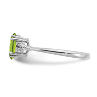 Sterling Silver Rhodium-plated Peridot and Diamond Ring