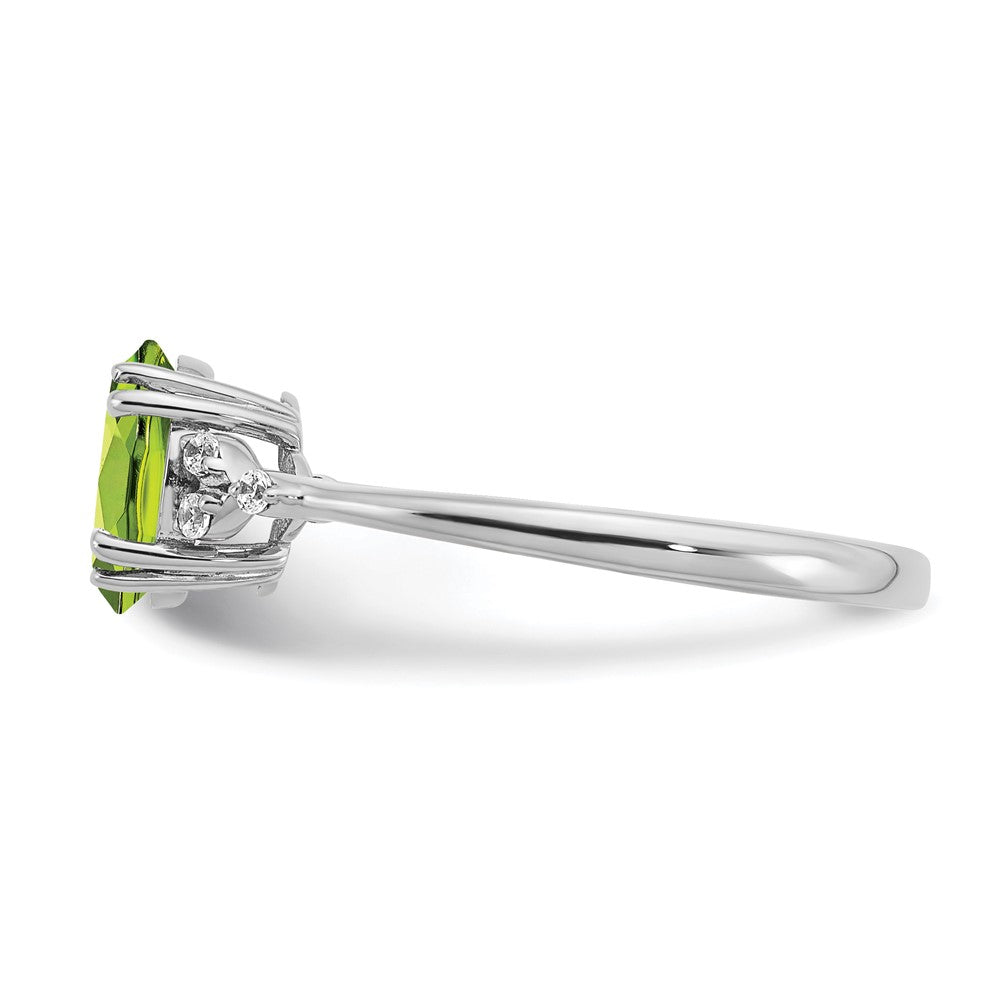 Sterling Silver Rhodium-plated Peridot and Diamond Ring