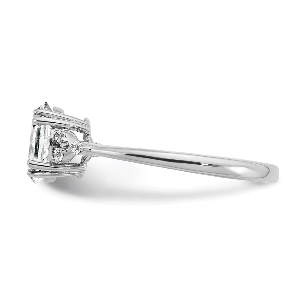 Sterling Silver Rhodium-plated White Topaz and Diamond Ring