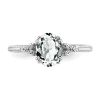 Sterling Silver Rhodium-plated White Topaz and Diamond Ring