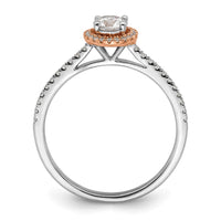 14k Two-tone 1/2 ct Lab Grown Diamond VS/SI+ G+ Round Comp Halo Eng Ring