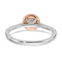 10k Two-Tone 1/2 ct Lab Grown Diamond VS/SI+ G+ Round Comp Halo Eng Ring