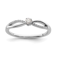 14k White Gold 1/8ct Lab Grown Diamond VS/SI+ G+ Comp Petite Eng Ring