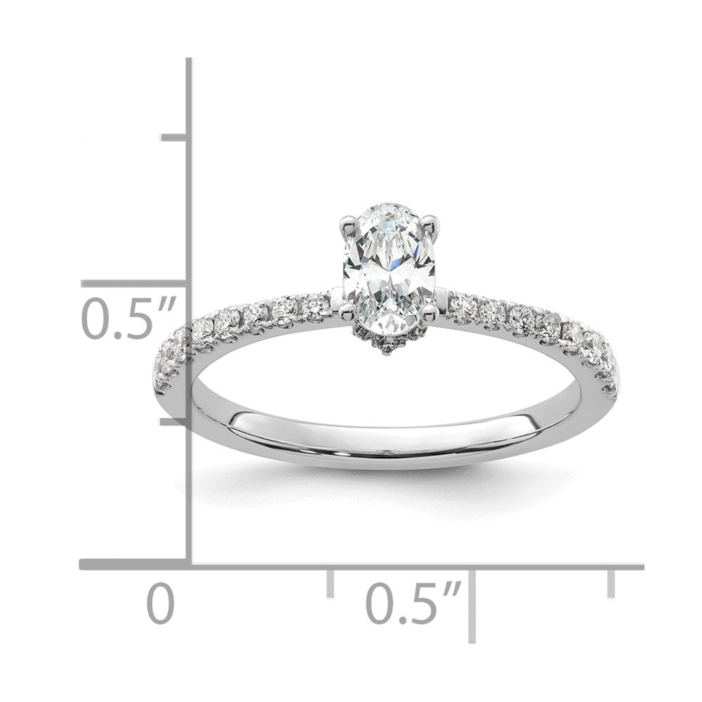 14kw 1/4ct Lab Grown Diamond VS/SI+ G+ 1/2ct Oval Semi Solitaire Eng Ring