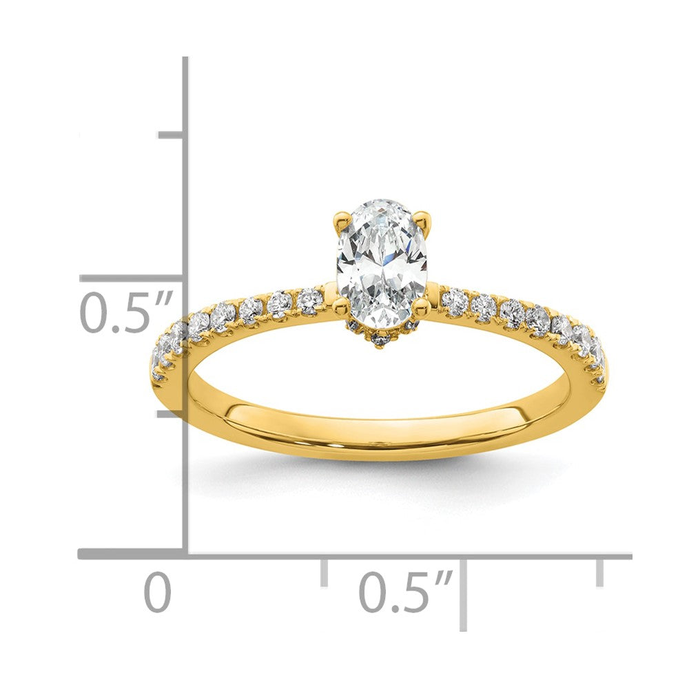 14k 1/4ct Lab Grown Diamond VS/SI+ G+ 1/2ct Oval Semi Solitaire Eng Ring